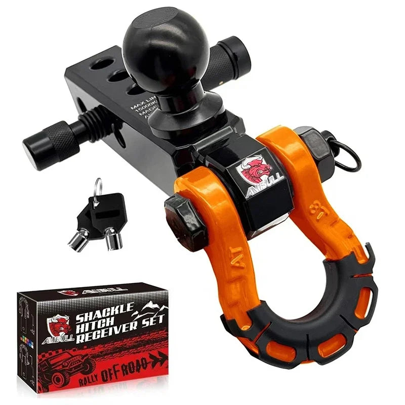 Three hole ball head trailer arm 2-inch base universal RV off-road rescue towing trailer black chrome ball head