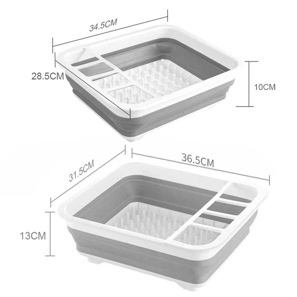Foldable Dish Rack Kitchen Sink Basket Storage Water Leakage Plastic Tableware Bowl Dinnerware Drain Bowl Tray Home Drying Rack