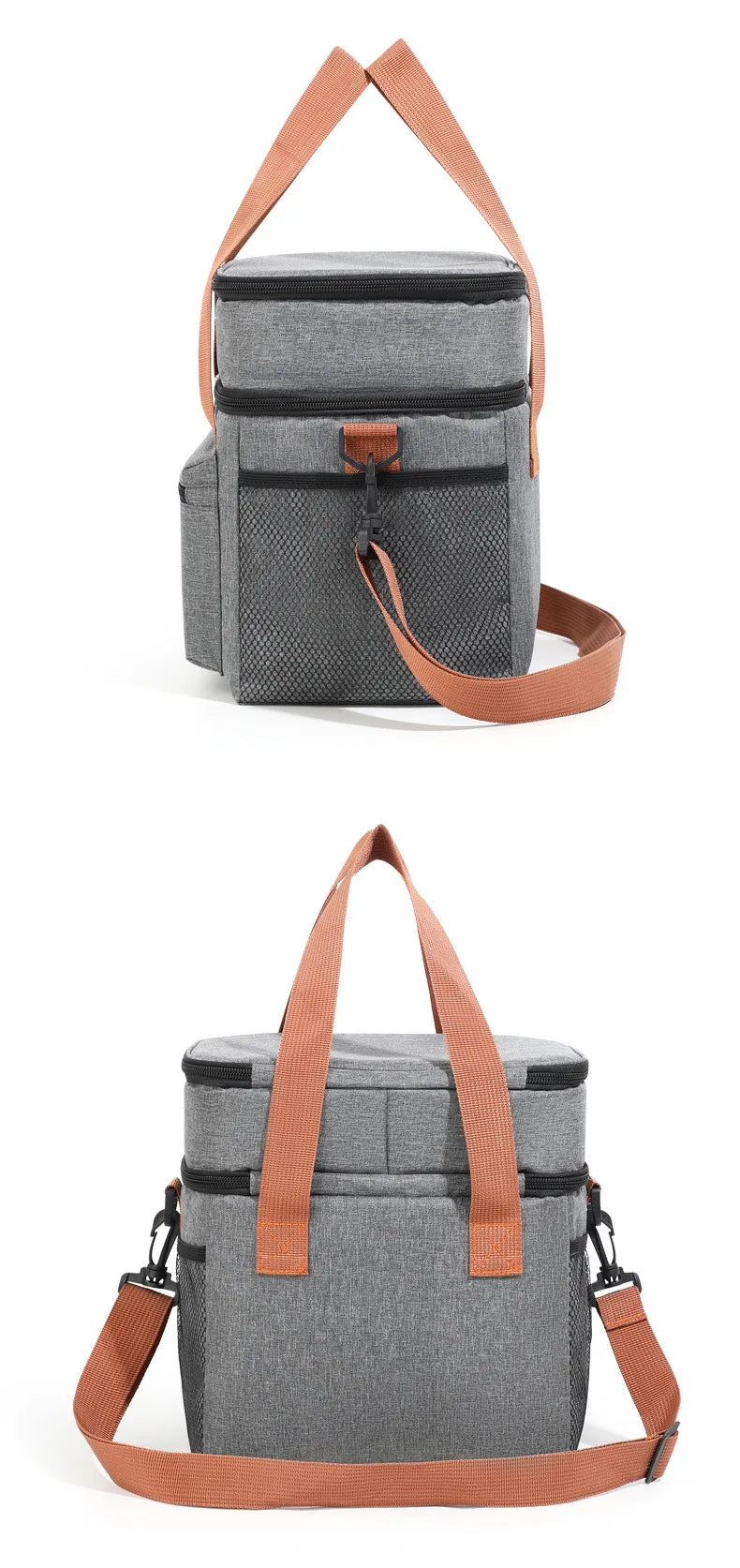 Large Capacity Double Layer Insulated Lunch Bag Waterproof Thermal Cooler Tote with Shoulder Strap for Office Picnic School Foo