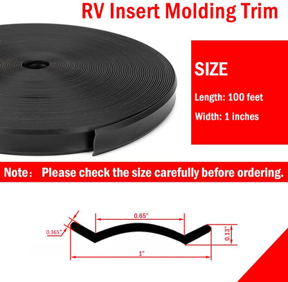 RV Insert Molding Trim, 1-Inch Screw Cover Trim Strip, 100ft Roll