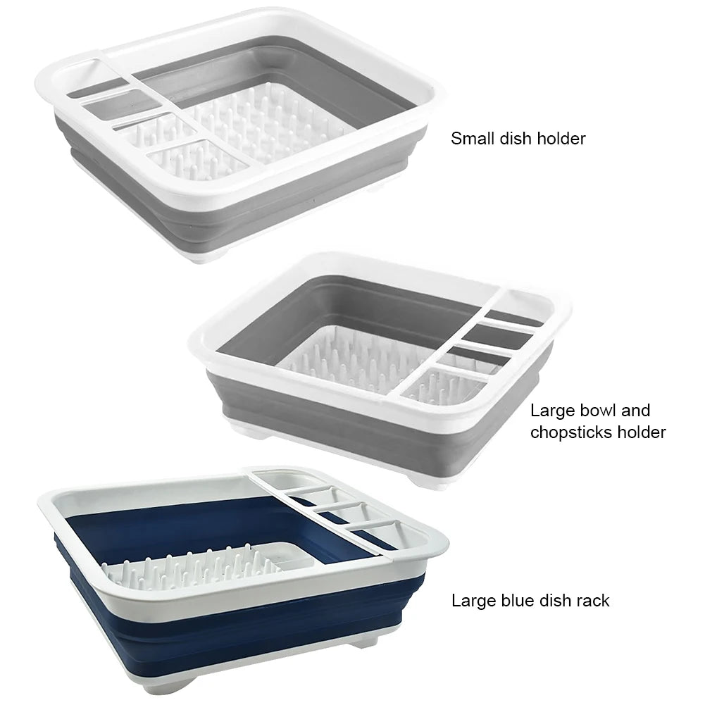 Foldable Dish Rack Kitchen Sink Basket Storage Water Leakage Plastic Tableware Bowl Dinnerware Drain Bowl Tray Home Drying Rack