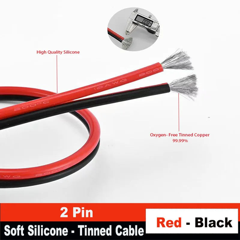 Super Soft 2 Pin Red and Black Silicone Cable 28awg 26awg 24 22 20 18 16 14 12awg 10awg 8awg High Temperature Tinned Copper Wire
