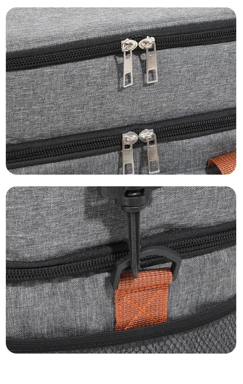 Large Capacity Double Layer Insulated Lunch Bag Waterproof Thermal Cooler Tote with Shoulder Strap for Office Picnic School Foo