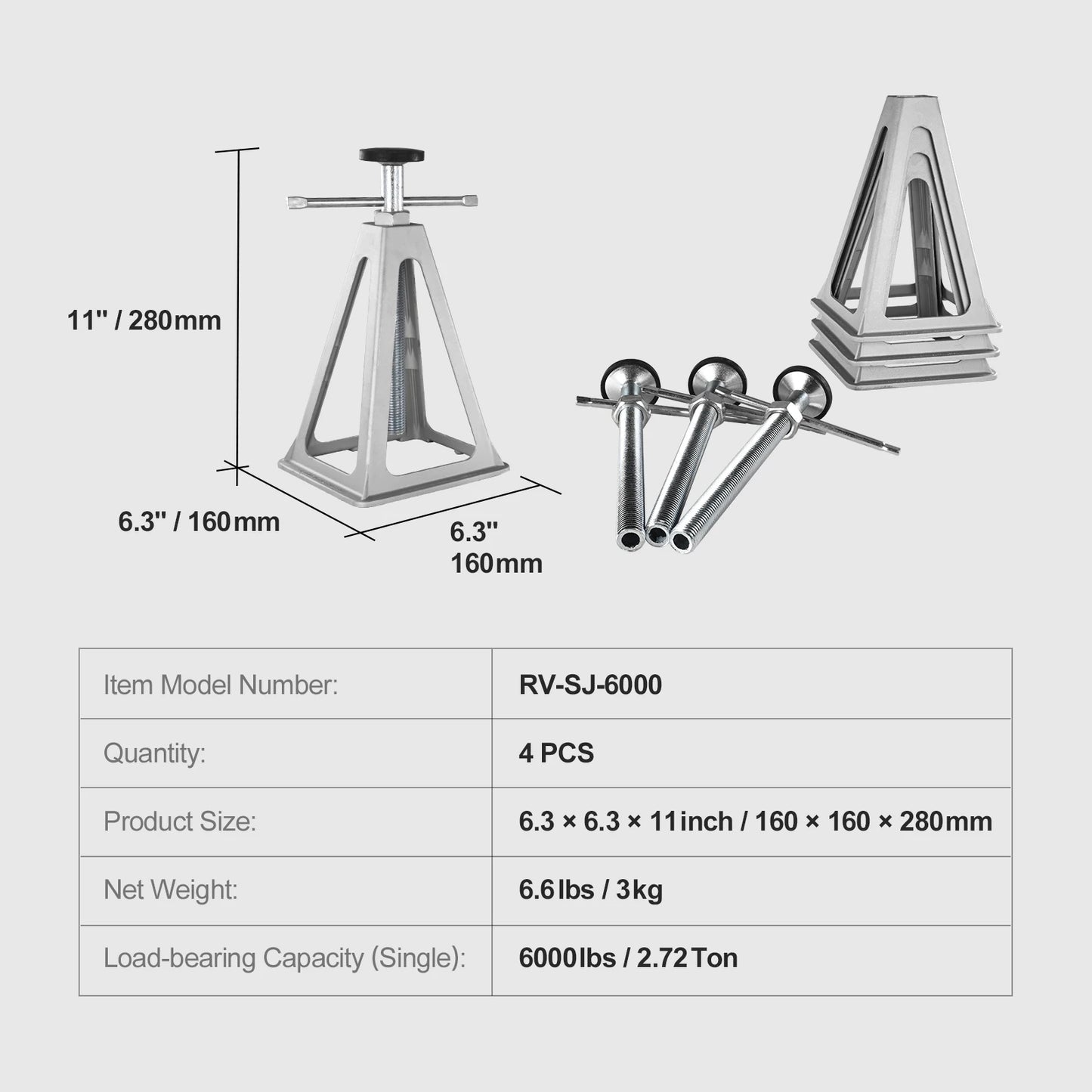 SucceBuy RV Stack Jacks 4 Pack – Adjustable Aluminum Stabilizer Jacks 6,000 LB