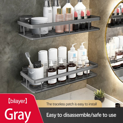 Stainless Steel Shower Caddy. No-Drill Suction Cup Wall Shelf for RV and Bathroom