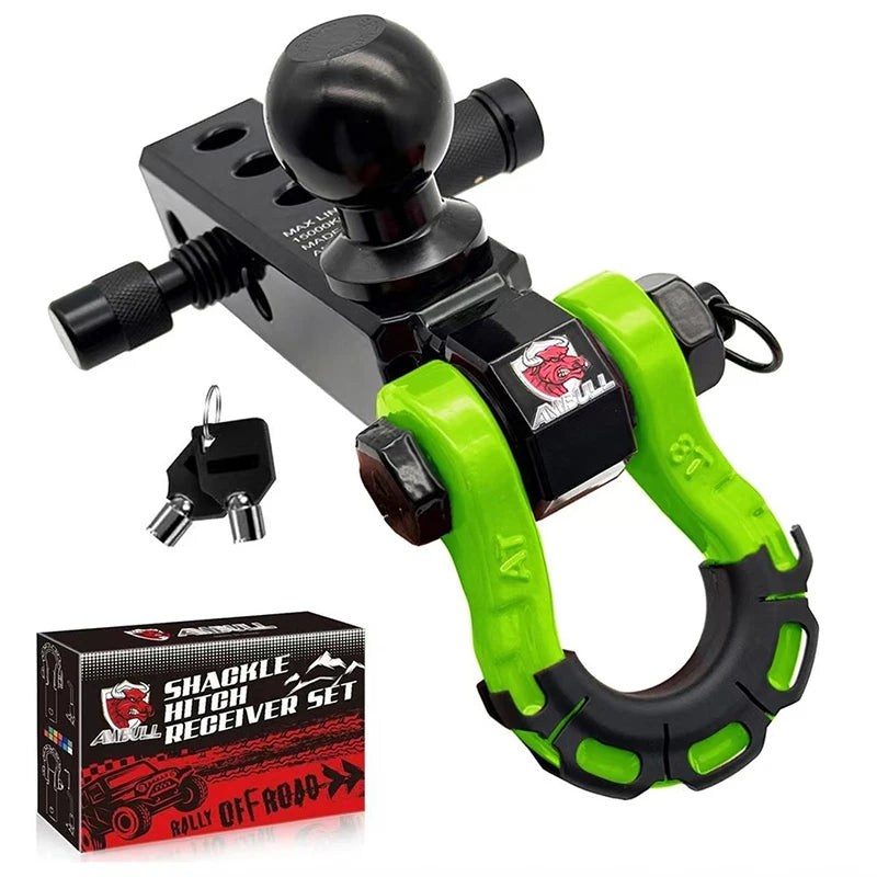 Three hole ball head trailer arm 2-inch base universal RV off-road rescue towing trailer black chrome ball head