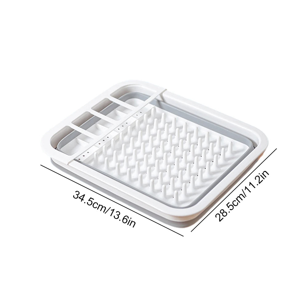 Foldable Dish Rack Kitchen Sink Basket Storage Water Leakage Plastic Tableware Bowl Dinnerware Drain Bowl Tray Home Drying Rack