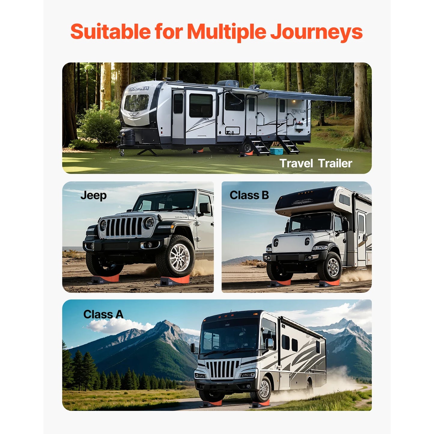 SucceBuy RV Camper Levelers 2-Pack – Wheel Chock Kit with Anti-Slip Mat & Bag