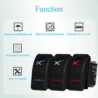 12V Starlink Rocker Switch SPST Waterproof Marine Toggle Switch For Starlink Dish Antenna Router On/Off Control Strada Hilux SUV