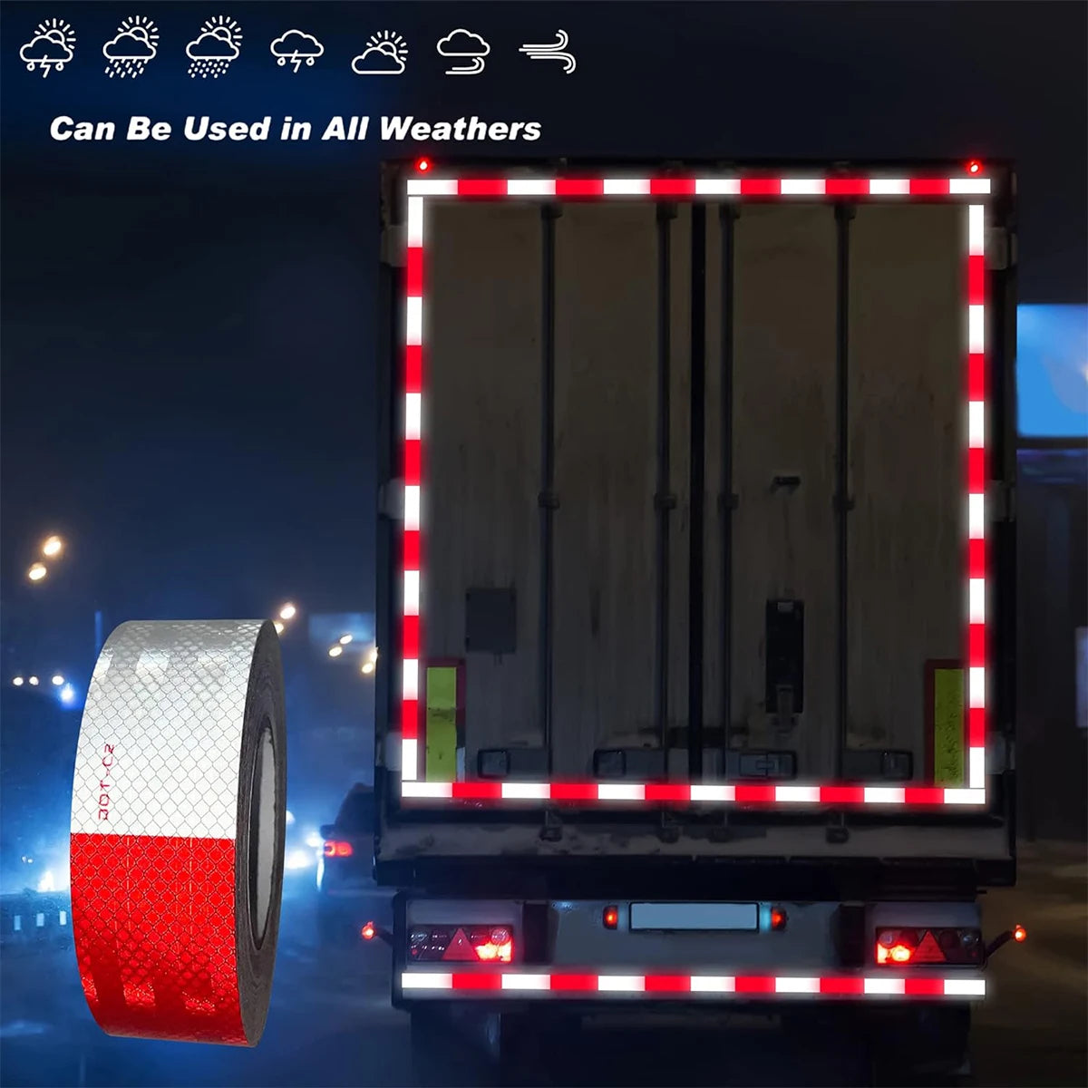 Reflective Tape Outdoor Waterproof Conspicuity Strong Adhesive Reflector Tape Warning Safety for Trailer Truck Boats Sign