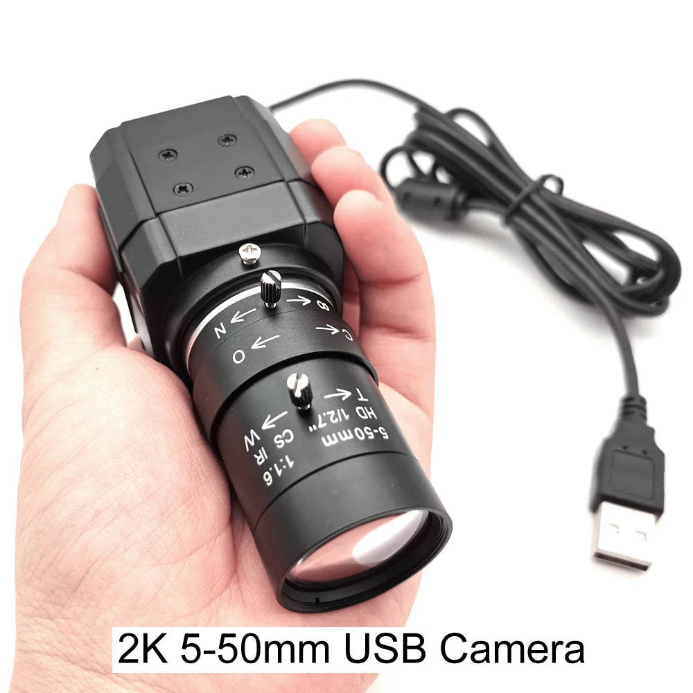 HD 2K Webcam 30fps High Speed UVC OTG 4MP USB Camera With 2.8-12mm Varifocal CS Lens Plug And Play For Youtube Live Broadcast
