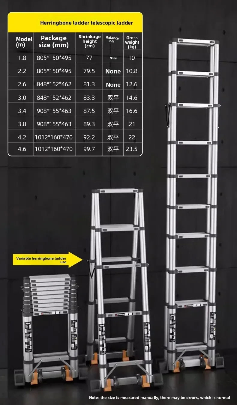 Telescopic ladder Aluminum alloy multi-functional joint herringbone ladder Folding aluminum ladder, bamboo ladder stairs Durable