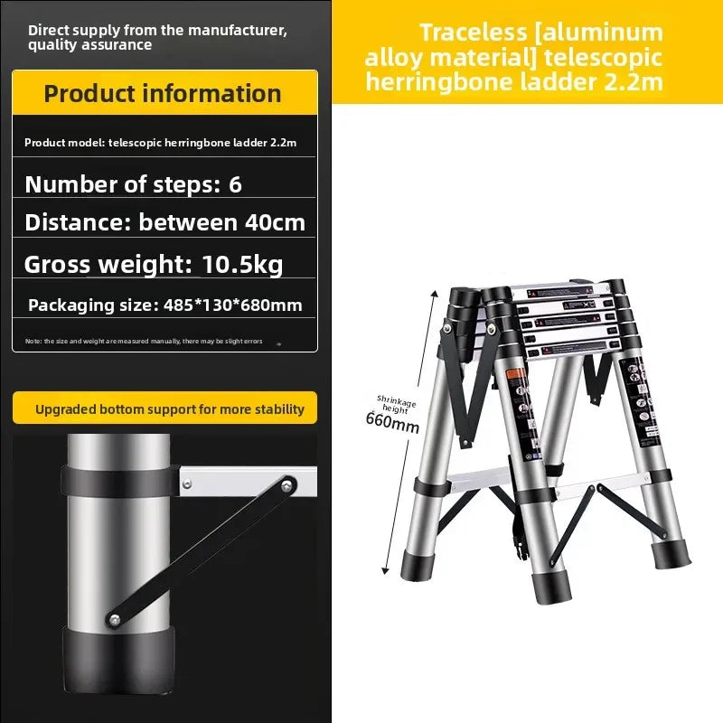 Telescopic ladder Aluminum alloy multi-functional joint herringbone ladder Folding aluminum ladder, bamboo ladder stairs Durable