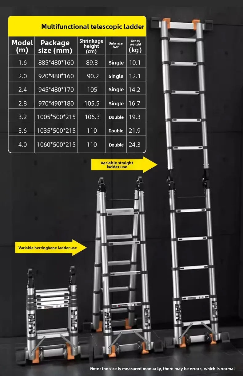 Telescopic ladder Aluminum alloy multi-functional joint herringbone ladder Folding aluminum ladder, bamboo ladder stairs Durable