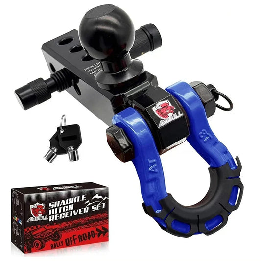 Three hole ball head trailer arm 2-inch base universal RV off-road rescue towing trailer black chrome ball head