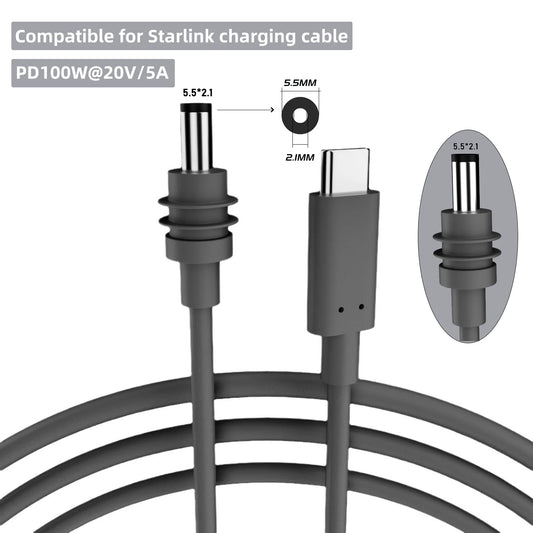 Starlink Mini USB-C to DC Power Cable – 2M (6.6ft) Waterproof IP67 Replacement