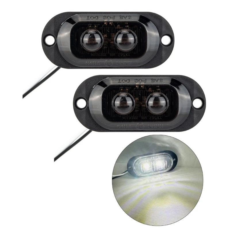 2 Led Truck Trailer Light Front Rear Side Clearance Lamp Waterproof Sealed Surfaces Mounted LED Marker Light