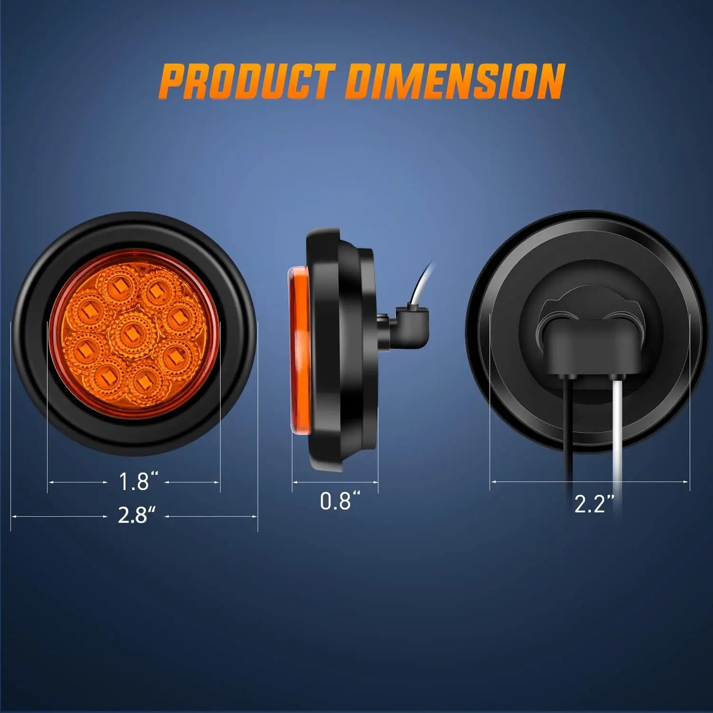 5PCS Red Round Trailer LED Marker Clearance Light 4 LED Flush Mount with Plug Grommet Pigtail Hardwired for Trailer Truc