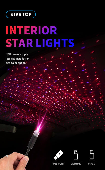LED Starry Sky Lamp Car Laser Star Roof Light 5V USB Powered Galaxy Star Atmosphere Light Projector Lamp For Room Ceiling Decor