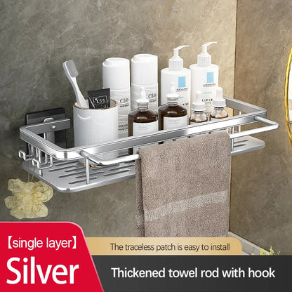 Stainless Steel Shower Caddy. No-Drill Suction Cup Wall Shelf for RV and Bathroom
