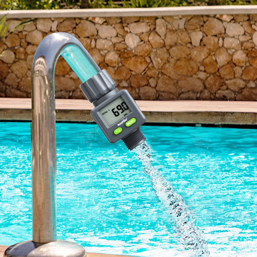 Rainpoint Digital Water Flow Meter RV Water Meter L/Gal For 3/4" Faucet Outdoor Garden Hose Watering Consumption Rate Irrigation