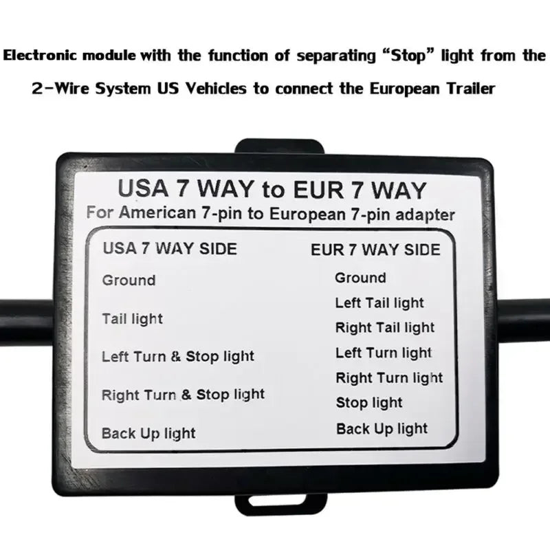 Trailer Light Connector USA To EU 7-Way Blade Socket Plug Adapter Vehicle Linker Trailer Connector Towbar Towing Plug Adapter