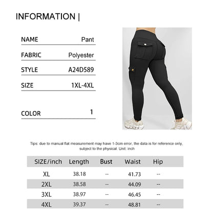 Plus Size Women's Butt Lift Leggings with Flap Pockets Women's Workout Leggings All Season All Season Casual Best Choice