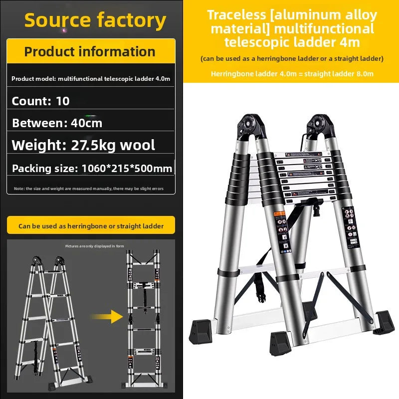 Telescopic ladder Aluminum alloy multi-functional joint herringbone ladder Folding aluminum ladder, bamboo ladder stairs Durable