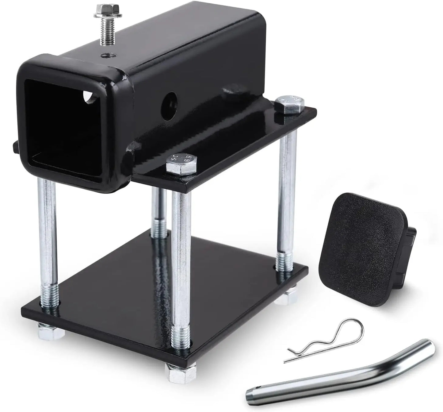 Bolt-on RV Bumper Hitch 2'' Receiver Adapter Fits 4-4.5" Beam Travel Trailer Rear Bumper For Mounting Cargo Carriers