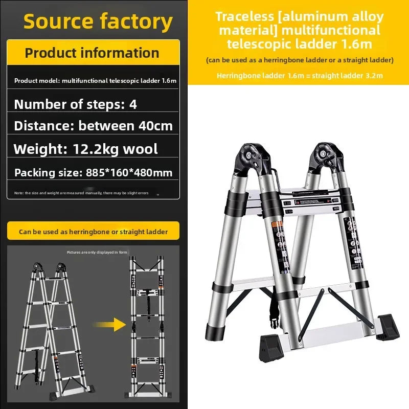 Telescopic ladder Aluminum alloy multi-functional joint herringbone ladder Folding aluminum ladder, bamboo ladder stairs Durable