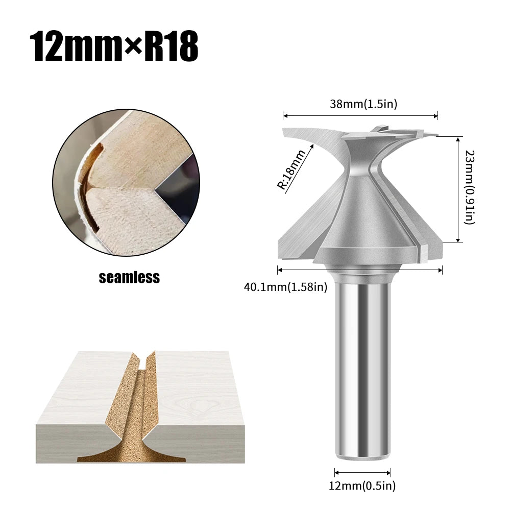 6mm 12mm 1/2" 1/4" Shank Arc Bending Integrated Router Bit Forming Tool Arc Bending Router Bit for Wooden Door Wall Cabinet