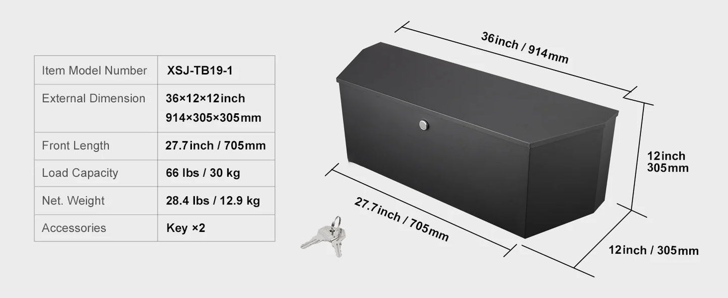 SucceBuy Trailer Tongue Box, Aluminum Alloy Diamond Plate Tongue Box Tool Chest, Heavy Duty Trailer Box Storage for Pickup Truck