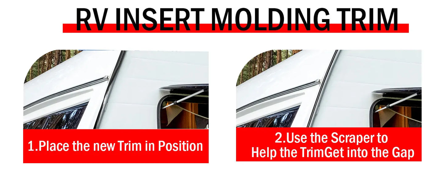RV Insert Molding Trim, Trim Insert 1in, Travel Trailer Screw Cover Trim, Door Corner Seal, 100Ft Camper Exterior Trim
