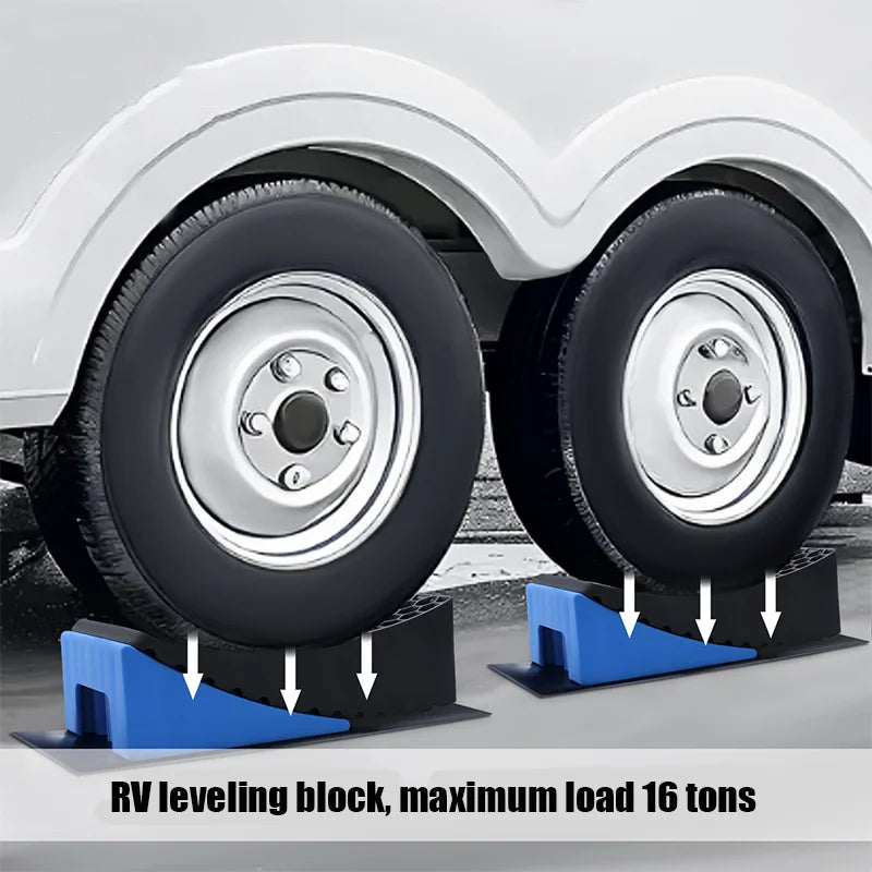 2 Pcs RV Leveling Blocks  Camper Wheel Chocks RV Camper Leveler Kit with Anti-Slip Mat Carrying Bag Level