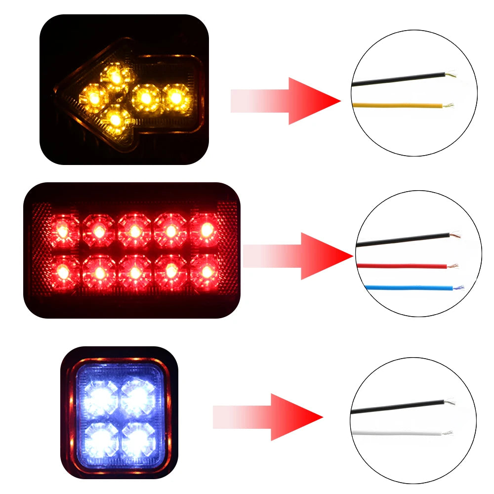Indicator Lamp For Trailer Lorries Boat Truck 19LED Tail Lights Turn Signal Lamp Waterproof 12V 24V Stop Lights