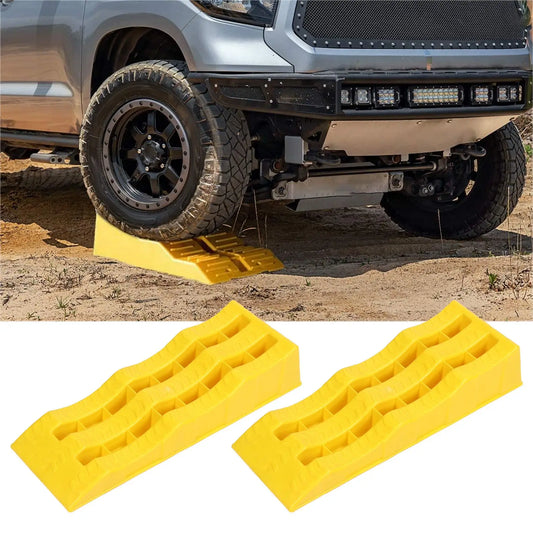 RV Leveling Ramps, 3-Stage Wheel Chocks for Trailers, Campers & RVs (1 Pair, Yellow)