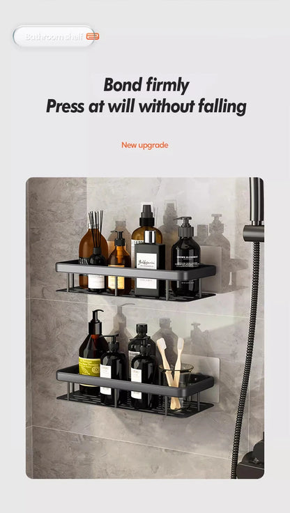Stainless Steel Shower Caddy. No-Drill Suction Cup Wall Shelf for RV and Bathroom