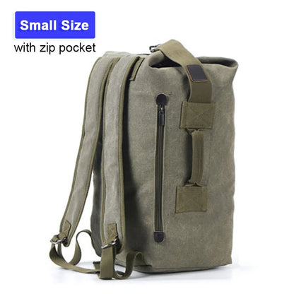 Large Capacity Outdoor Travel Backpack – Lightweight Canvas Bucket Bag