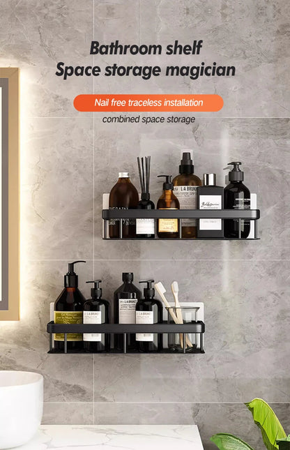 Stainless Steel Shower Caddy. No-Drill Suction Cup Wall Shelf for RV and Bathroom