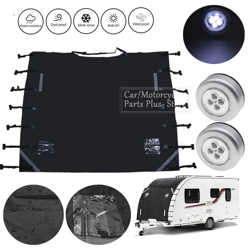 RV Front Towing Cover Protector Dustproof Universal Reflective Strip Accessories 220x175cm Camper Trailer Caravan Accessories