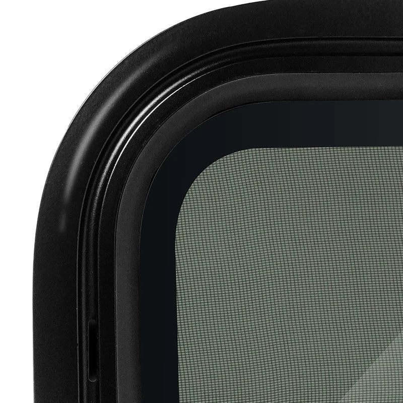 RV Window Trailer Window Waterproof Sealed Tinted Tempered Glass Pull Opening Rounded Corner with Clamp Ring for Camper Vehicle