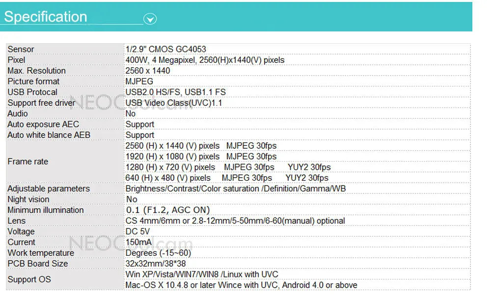 HD 2K Webcam 30fps High Speed UVC OTG 4MP USB Camera With 2.8-12mm Varifocal CS Lens Plug And Play For Youtube Live Broadcast