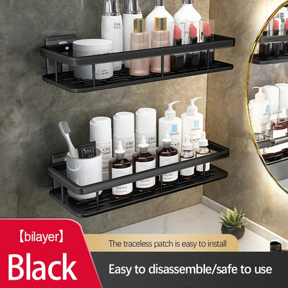 Stainless Steel Shower Caddy. No-Drill Suction Cup Wall Shelf for RV and Bathroom