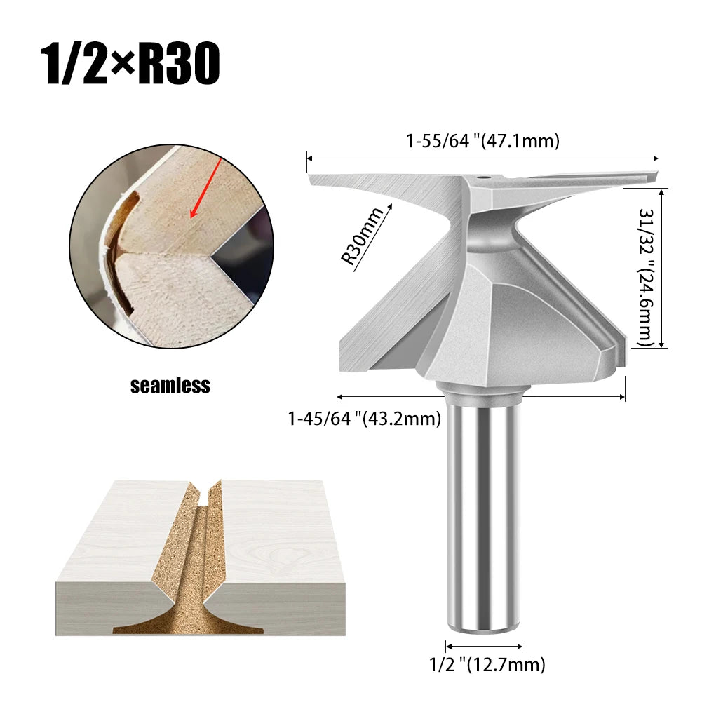 6mm 12mm 1/2" 1/4" Shank Arc Bending Integrated Router Bit Forming Tool Arc Bending Router Bit for Wooden Door Wall Cabinet