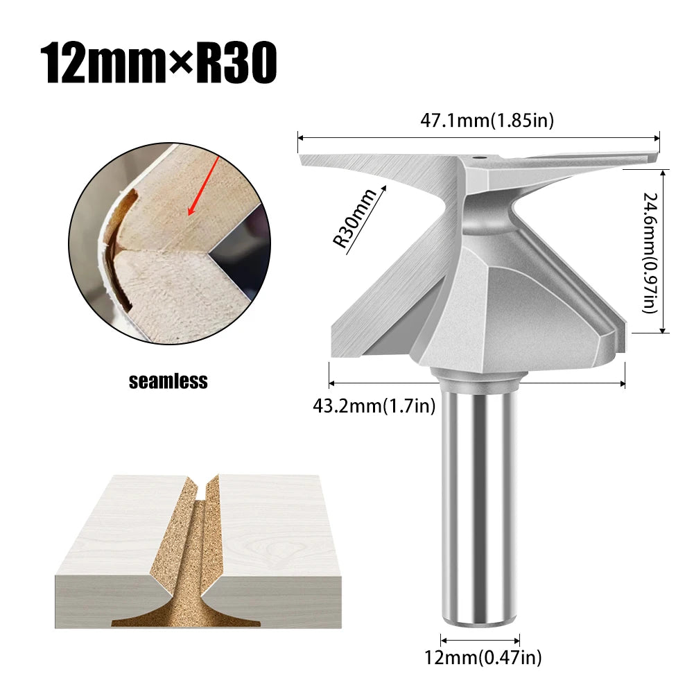 6mm 12mm 1/2" 1/4" Shank Arc Bending Integrated Router Bit Forming Tool Arc Bending Router Bit for Wooden Door Wall Cabinet