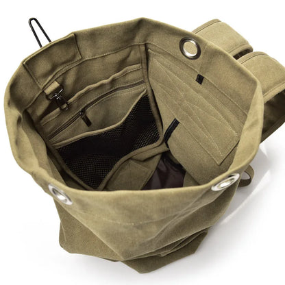 Large Capacity Outdoor Travel Backpack – Lightweight Canvas Bucket Bag