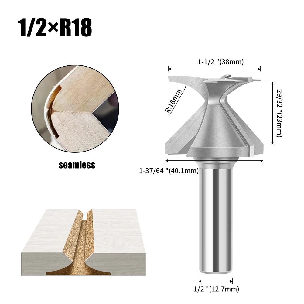 6mm 12mm 1/2" 1/4" Shank Arc Bending Integrated Router Bit Forming Tool Arc Bending Router Bit for Wooden Door Wall Cabinet