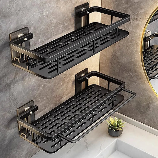 Stainless Steel Shower Caddy, No-Drill Suction Cup Wall Shelf for Bathroom & Kitchen (Double Tier)