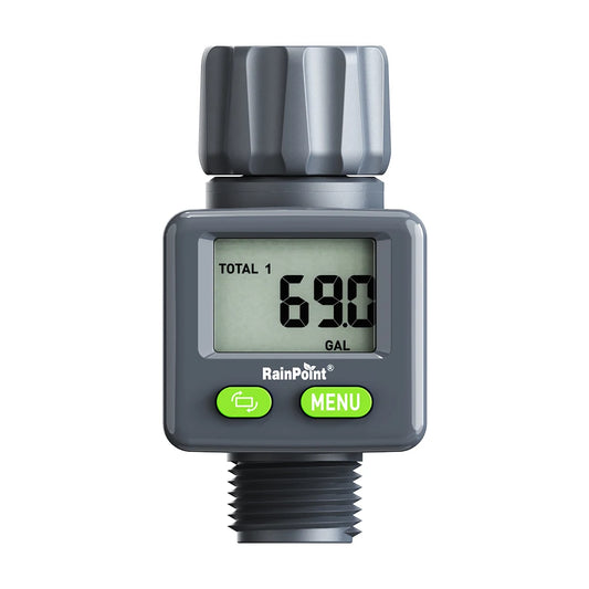 Rainpoint Digital Water Flow Meter RV Water Meter L/Gal For 3/4" Faucet Outdoor Garden Hose Watering Consumption Rate Irrigation