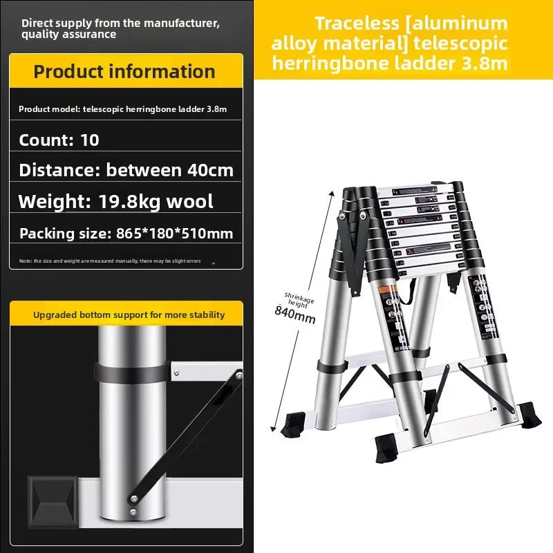 Telescopic ladder Aluminum alloy multi-functional joint herringbone ladder Folding aluminum ladder, bamboo ladder stairs Durable